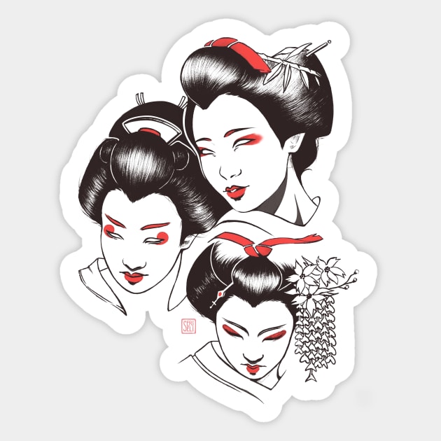 Geisha Sticker by SeriSeli